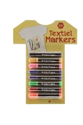 Textielstiften meerkleurig 6 stuks