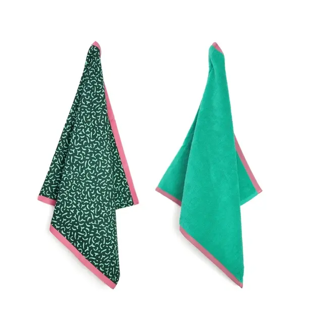 Theedoek en Handdoek Set Vivid Green Green