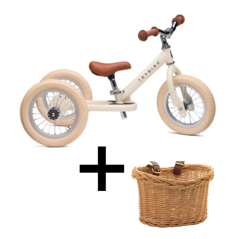 Trybike Steel loopfiets creme met mandje