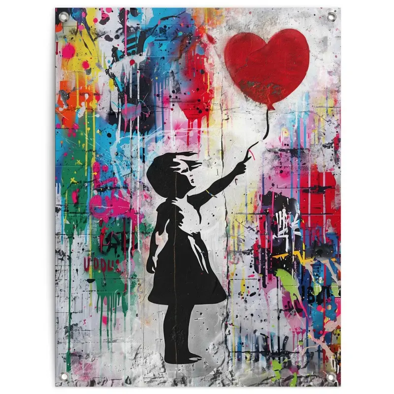 Tuinposter Balloon Girl Grafitti 80x60