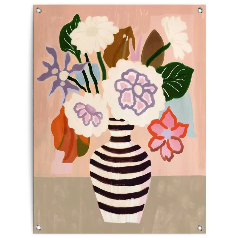 Tuinposter Black White Striped Vase 80x60