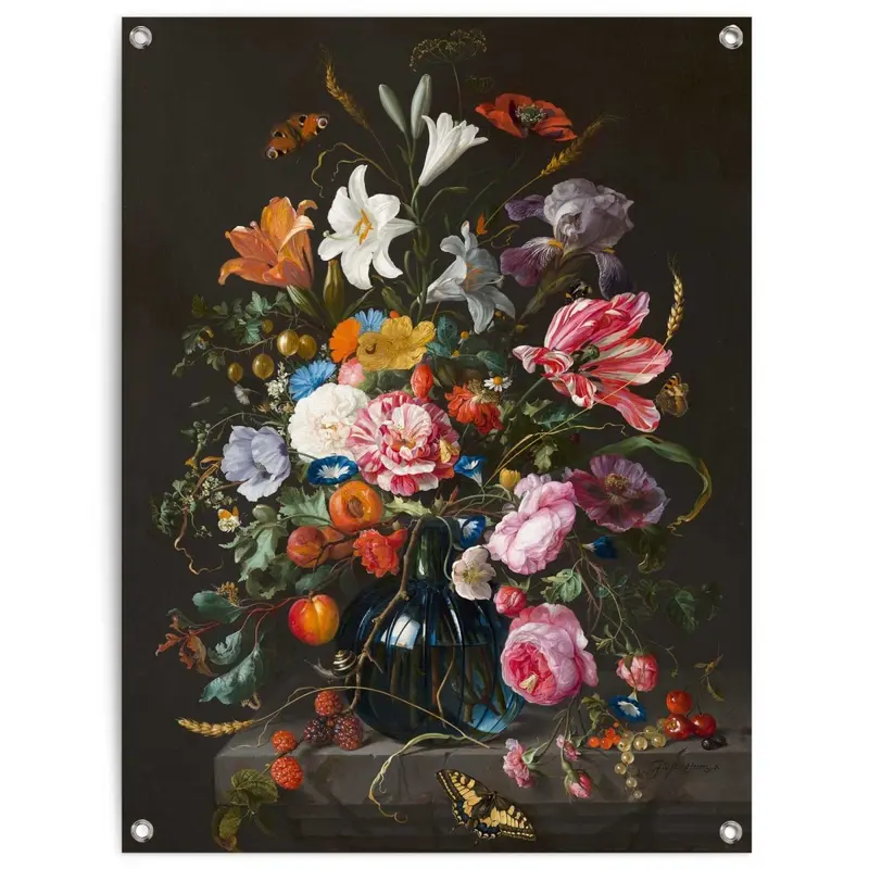 Tuinposter De Heem Vaas met bloemen 80x60