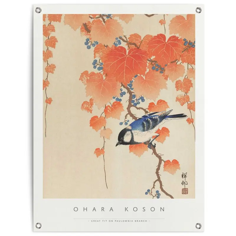 Tuinposter Ohara Koson Great tit 80x60