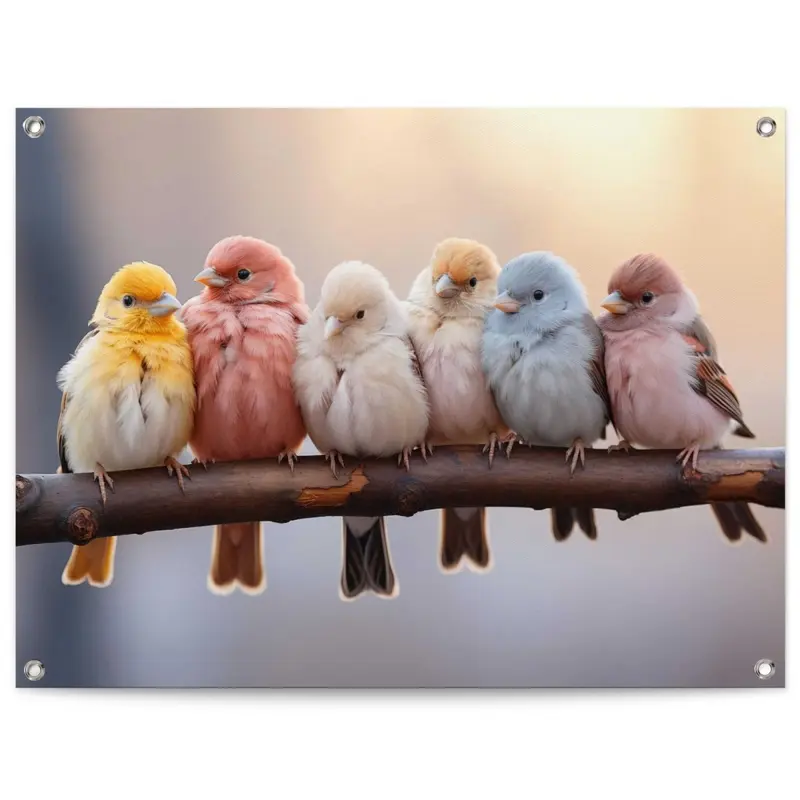 Tuinposter Pastel Birds 60x80