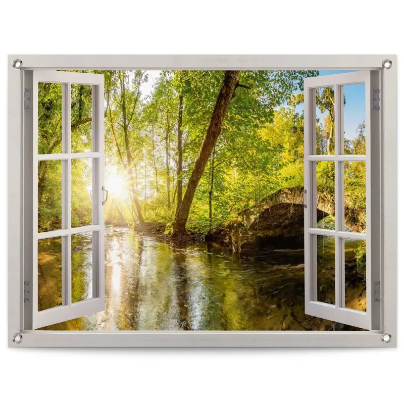 Tuinposter Zonnestralen in het bos 60x80