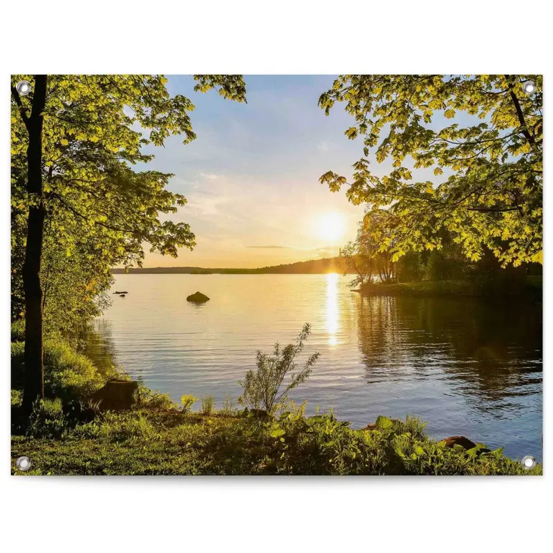 Tuinposter Zonsondergang aan het meer 60x80
