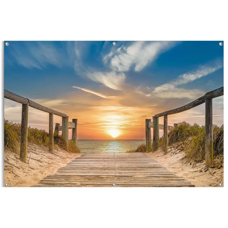 Tuinposter Zonsondergang aan het Strand 80x120