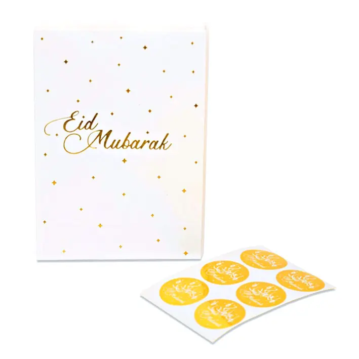 Uitdeelzakjes papier Eid Mubarak goud 6st.