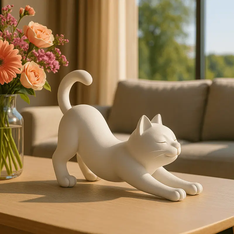 Uitrekkende kat sculptuur – cadeau voor kattenliefhebber