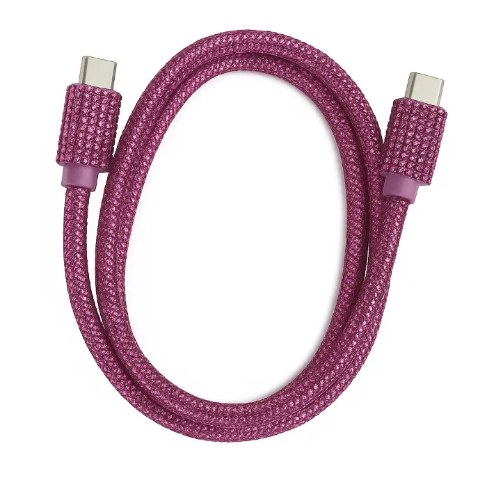 USB-C kabel 1m roze diamanten