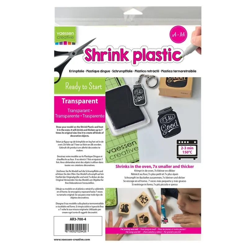 Vaessen Creative - Shrink Plastic Transparant A4 (4pcs)