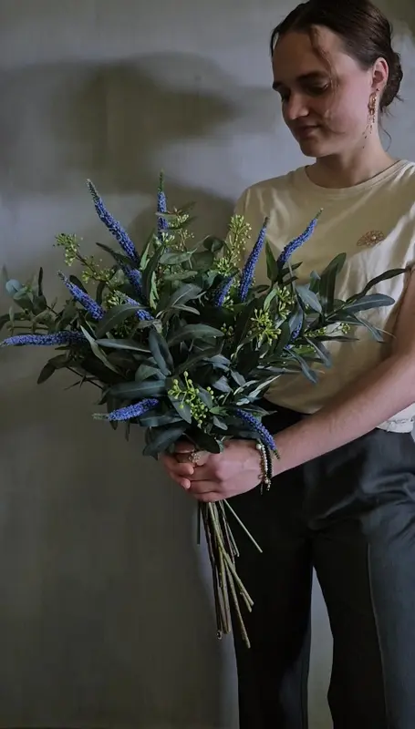 Veronica kunstbloemen boeket blauw 70 cm - 17 stelen