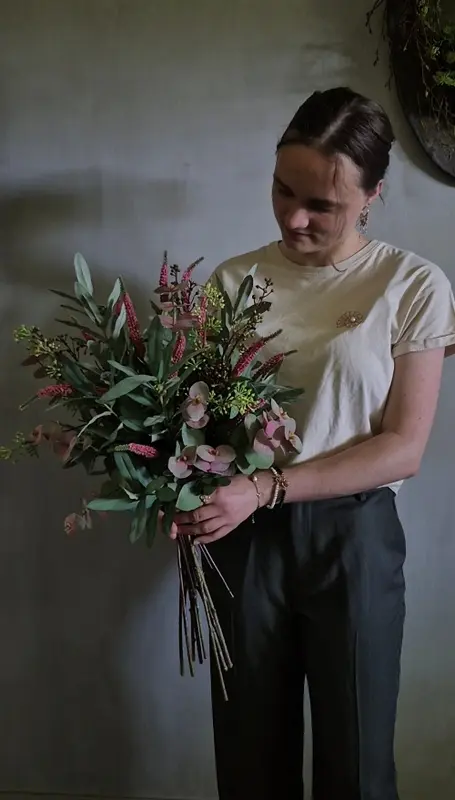 Veronica kunstbloemen boeket donkerroze 70 cm - 17 stelen