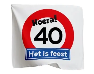 Vlag 40 jaar rood/wit 95 x 95cm