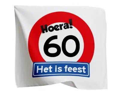 Vlag 60 jaar rood/wit 95 x 95cm