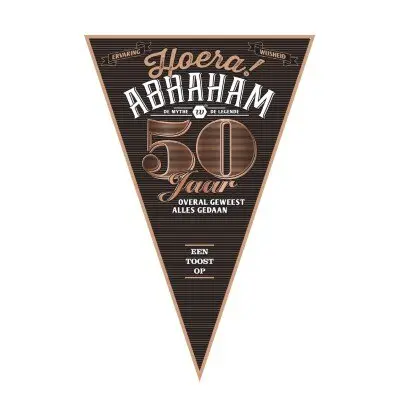Vlag Abraham 50 jaar zwart/goud