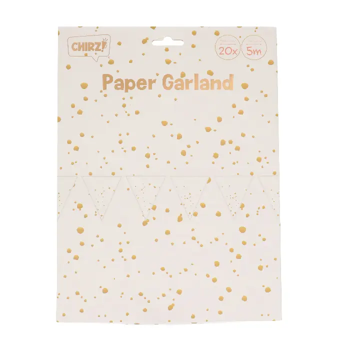 Vlaggenlijn dubbelzijdig wit/goud - 5m (20 vlaggen)