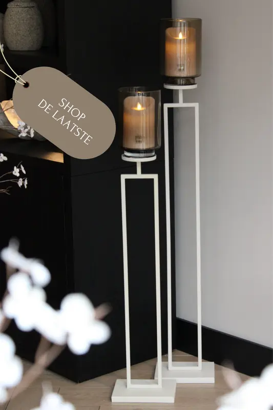 VLOERKANDELAREN IVORY | BEIGE | SET VAN 2