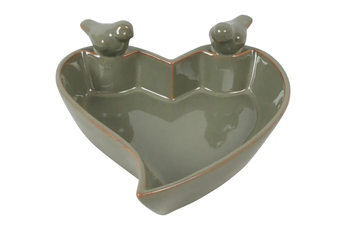 Vogelvoeder Heart w/2 birds Tilda S groen