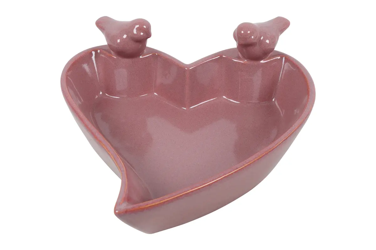 Vogelvoeder Heart w/2 birds Tilda S roze
