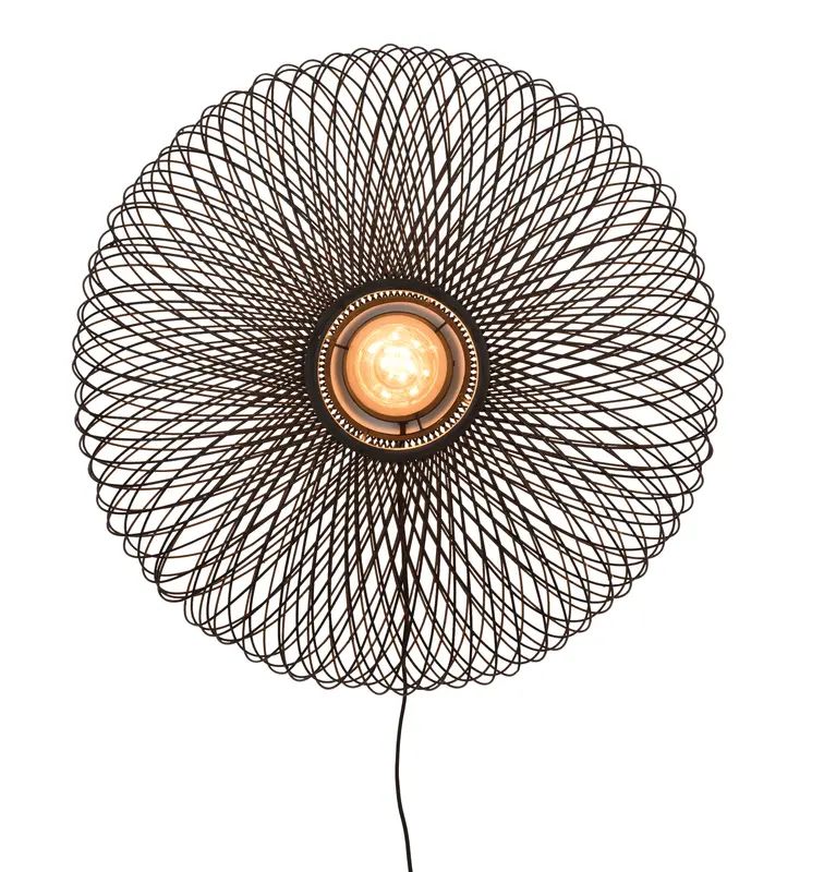 Wandlamp Cango bamboe ellips dia.60x25cm zwart