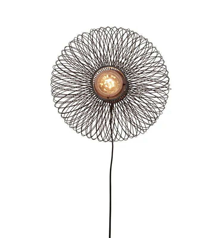 Wandlamp Cango bamboe ellips S dia.40x20cm. zwart