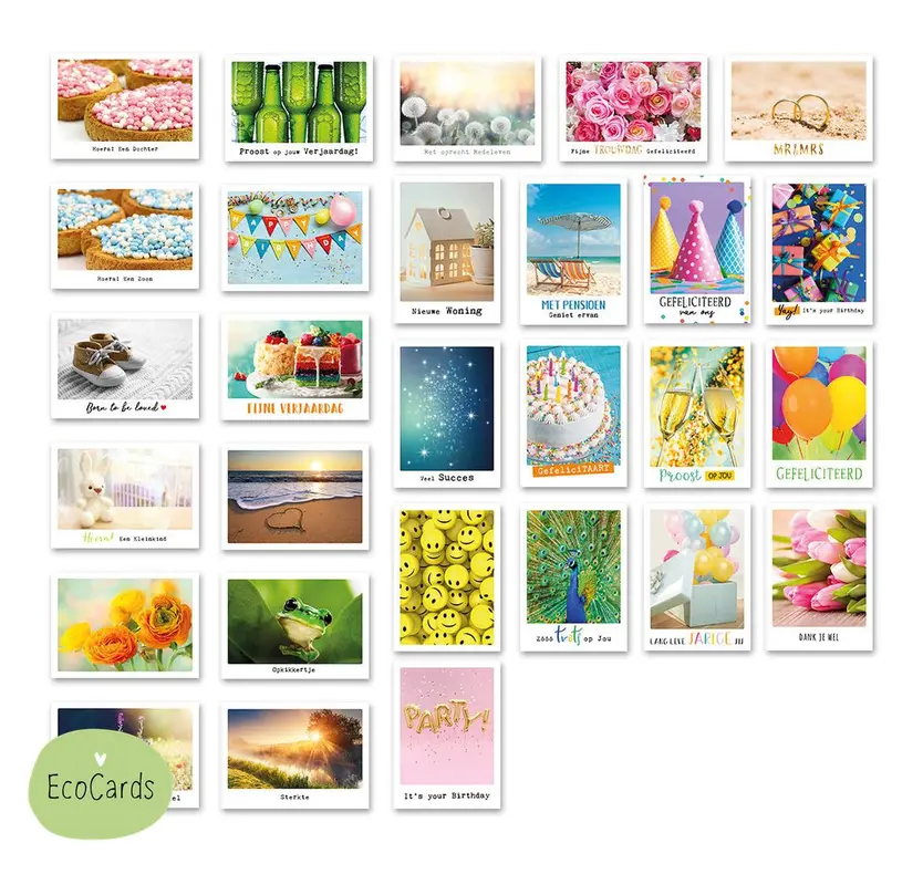 Wenskaartenset Ecocards klein - 28 stuks