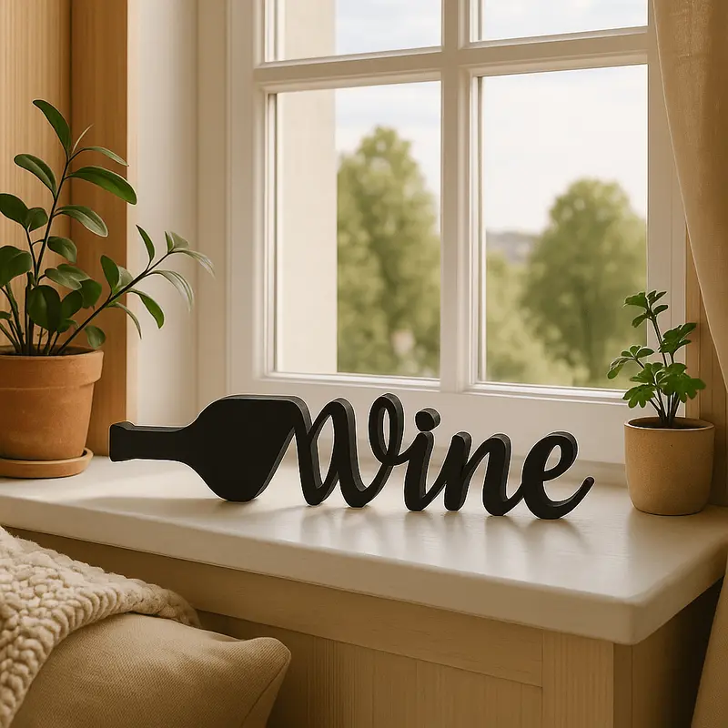 Wine – stijlvol wijnfles-woord decoratie