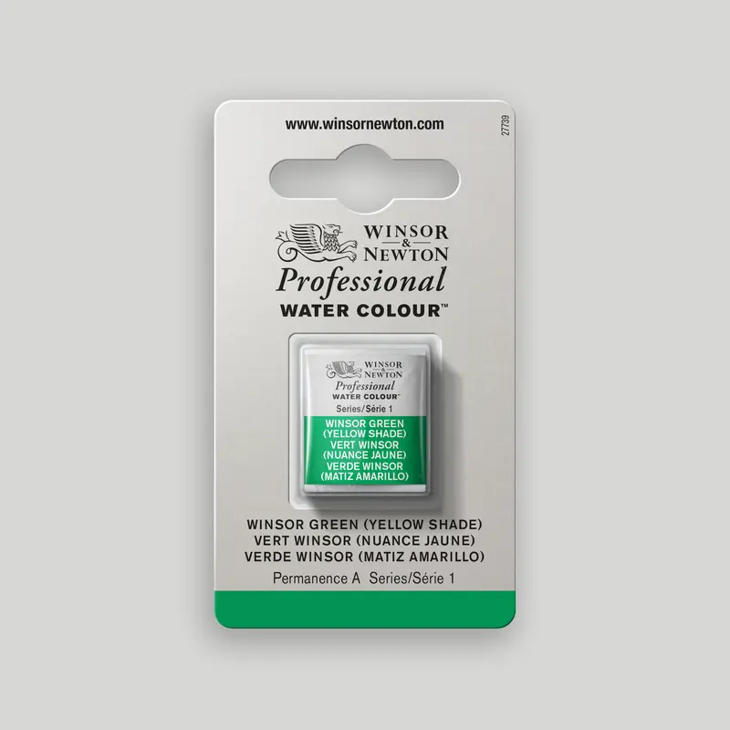 Winsor & Newton Professional Water Colour half pan Winsor Green (Yellow shade) 1