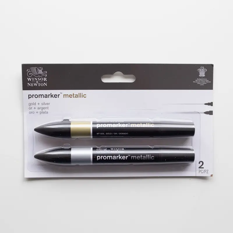 Winsor & Newton Promarker Metallic Gold & Silver 2 set