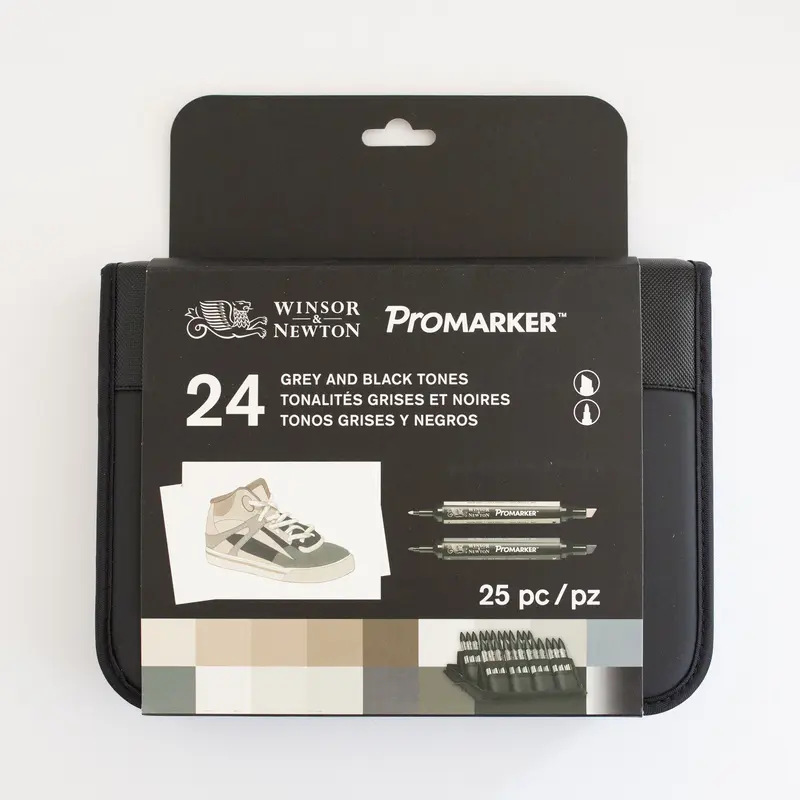 Winsor & Newton Promarker Set 24+1 Black & Greys
