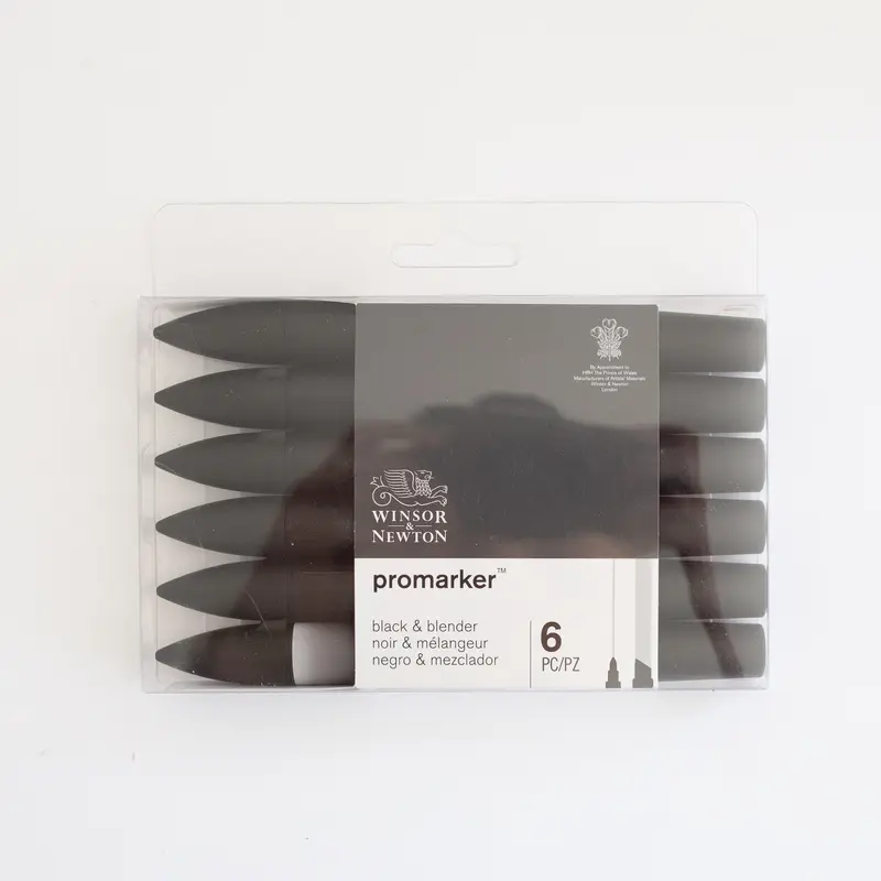 Winsor & Newton Promarker Set 5 blacks + blender