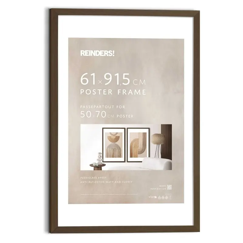 Wissellijst Poster 61x91,5 of 50x70 Walnoot
