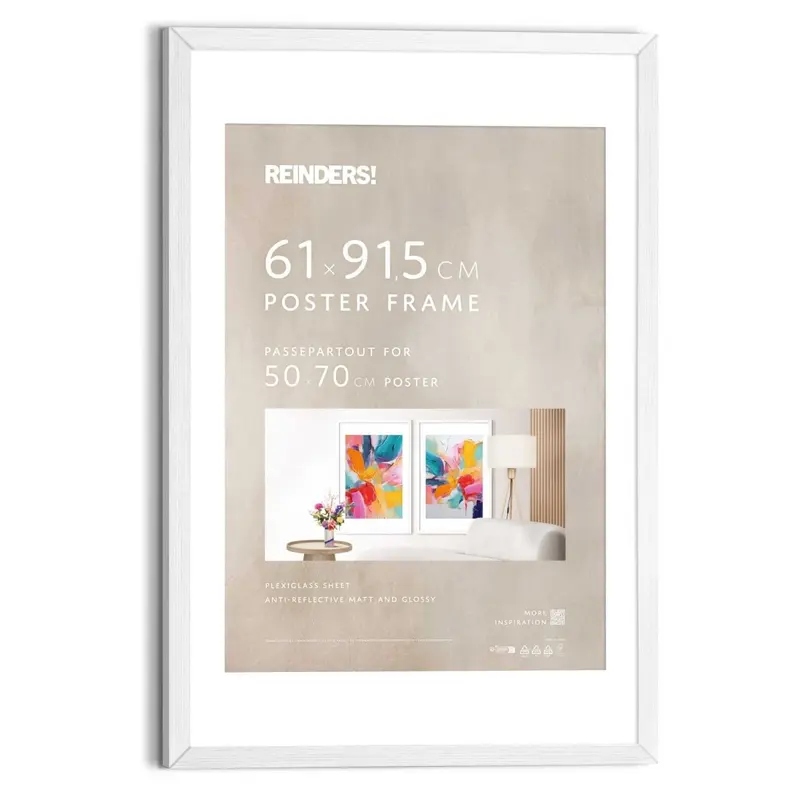 Wissellijst Poster 61x91,5 of 50x70 Wit