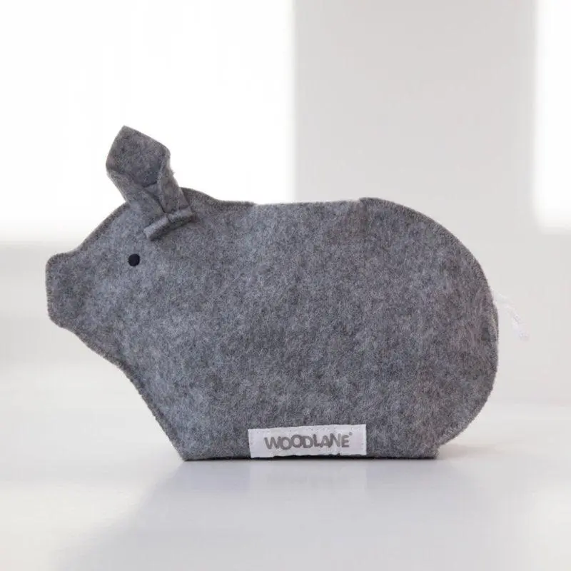 Woodlane | Spaarpot Varken | Gerecycled plastic | Grijs