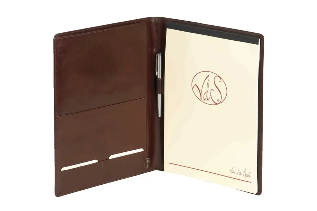 Writing folio Van der Spek A4+ Chestnut Brown