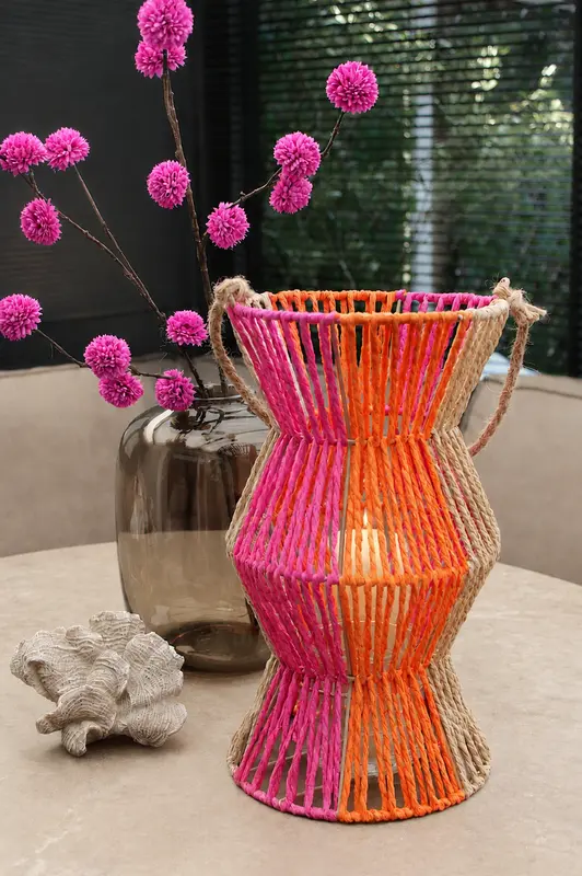 XL LANTAARN | ORANJE/FUCHSIA| OUTDOOR
