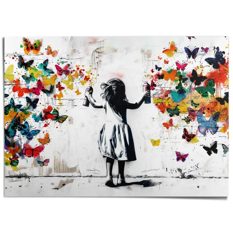 XXL Poster Graffiti vlinders 100x140