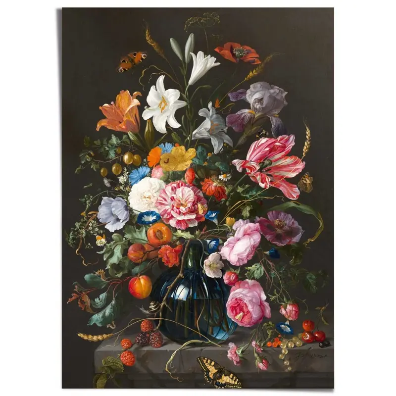 XXL Poster Stilleven met bloemen op vaas 140x100
