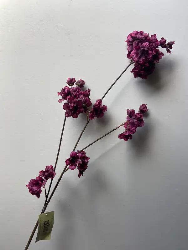 Zijden bloesemtak Prunus aubergine