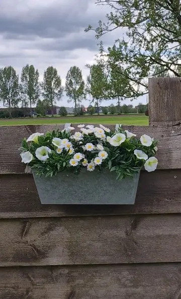 Zinken plantenbak met ophangarmen 40 cm