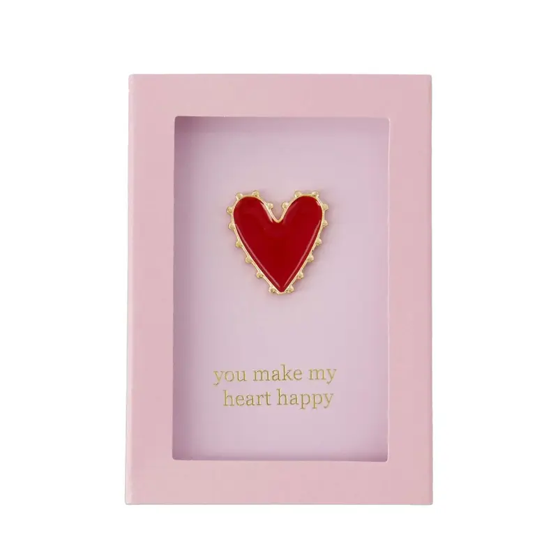 Zusss - Broche in doosje Heart - Roze / Wit