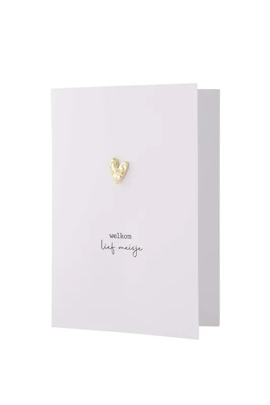 Zusss kaart met broche Welkom lief meisje - Wit