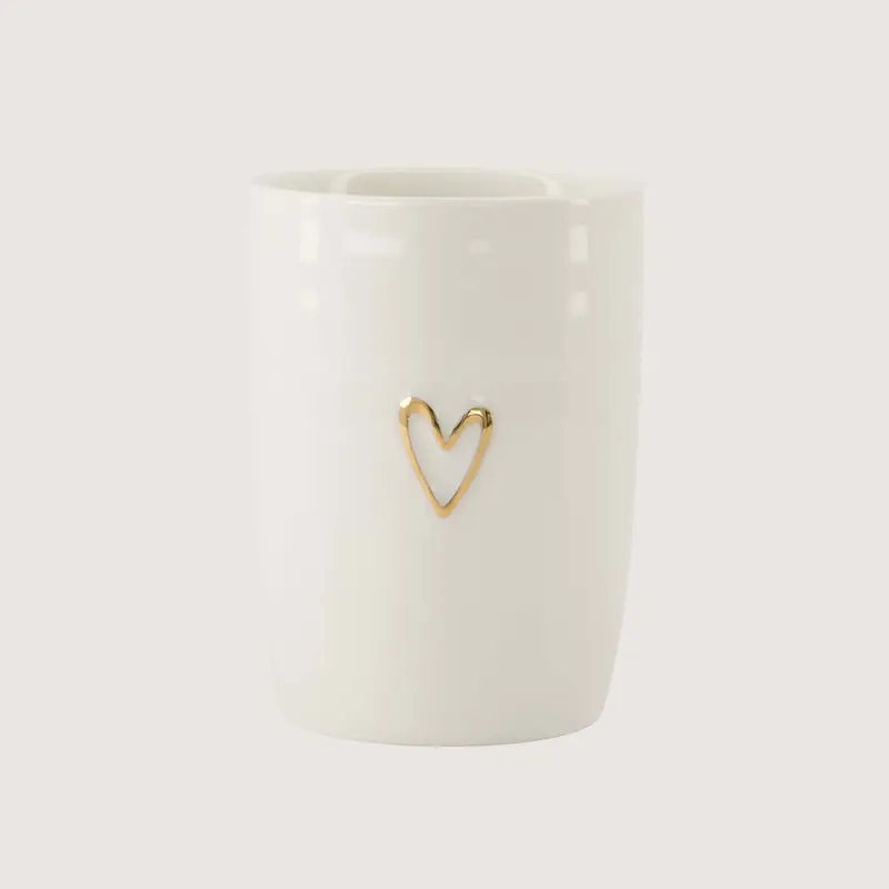 Zusss - Koffie mok hartje lijn - Wit/Goud
