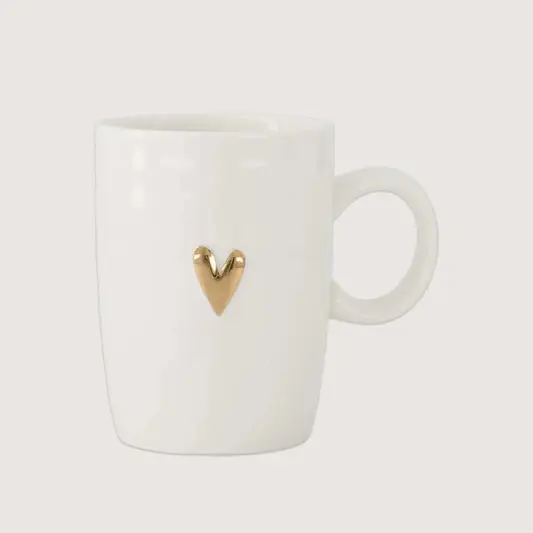 Zusss - Koffie mok met oortje hartje - Wit/Goud