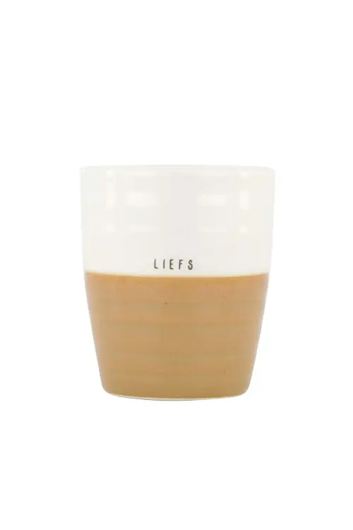 Zusss Koffiemok Liefs - Wit/Oker