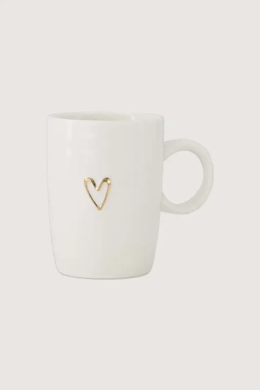 Zusss - Koffiemok met oor lijn hartje - Wit / Goud