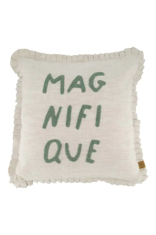 Zusss Kussen Ruffle Magnifique - Peper en zout/grijsblauw