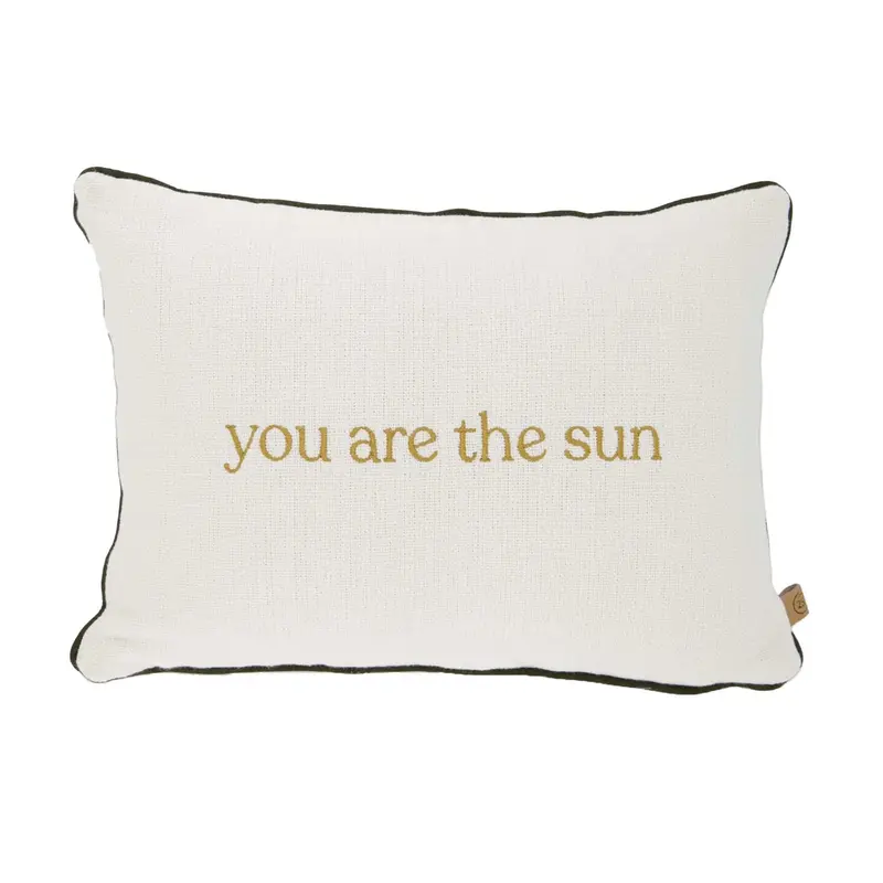 Zusss - Kussen you are the sun hartjes - Off white/Groen