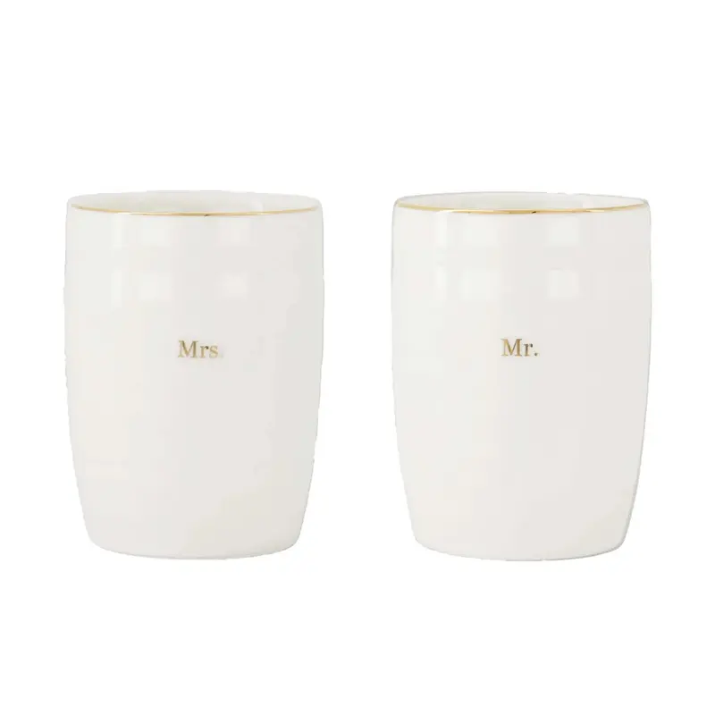 Zusss - Set van 2 mokken Mr & Mrs - Wit/Goud